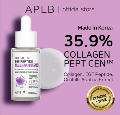 APLB Collagen EGF Peptide Ampoule Serum - COLLAGEN PEPT CEN™ 35.9% - Elasticity, Long lasting moisturizing, Revitalize for gentle and improve skin texture