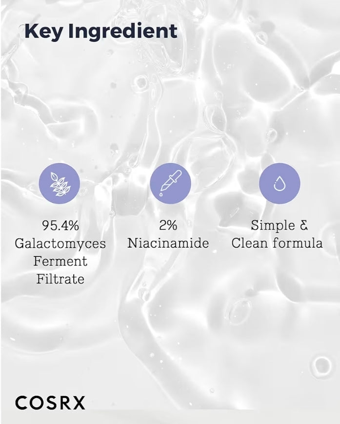 Tónico equilibrante Galactomyces 95 de COSRX: hidratante, suaviza la piel y contiene un 95 % de filtrado de fermento de Galactomyces.