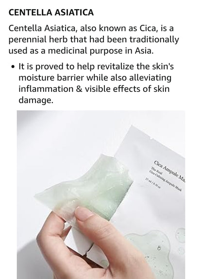 Celimax The Real Cica Calming Ampoule Mask - With Centella Asiatica & Madecassoside, for Wrinkle & Fine Lines, Hydrating - 1 Mask