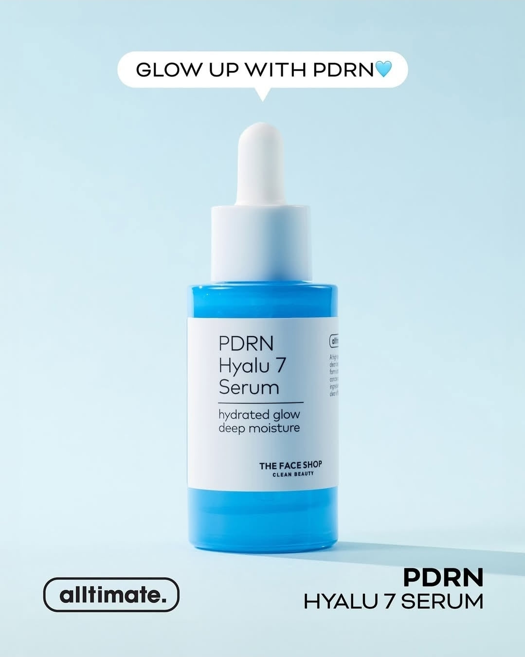 THE FACE SHOP Alltimate PDRN Hyalu 7 Serum - Deep hydration, improves skin elasticity and dewy, radiance look