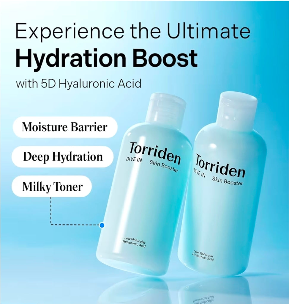 Torriden DIVE IN Skin Booster - Deep Nourishing Facial Toner Essence for Dry, Sensitive Skin Hyaluronic Acid, Panthenol, Ceramide