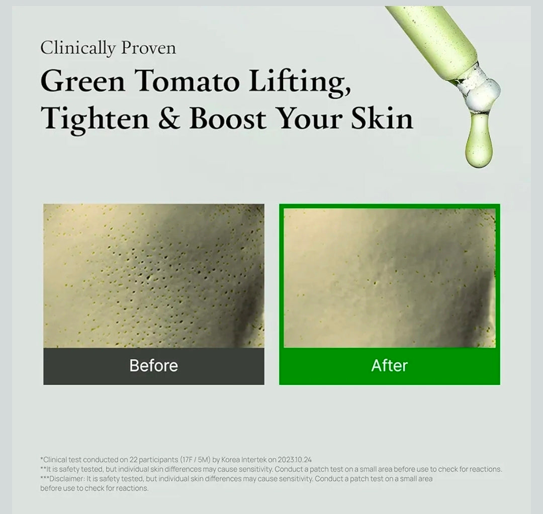 FULLY Green Tomato Serum - Pore Tightening with 67% Green Tomato Extract, Vit C and PHA, Elasticity Boosting and Skin Moisturization, Fragrance Free, Vegan