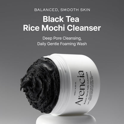 Arencia Black Tea and Yuzu Rice Mochi Cleanser - Deeply cleanses, gently exfoliate, smooth skin texture, brighten dull skin, remove impurities