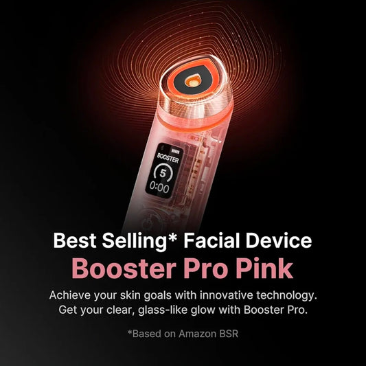 medicube Booster Pro Pink - 6 in 1 Real Glass Glow Beauty Massager for Clear, Radiant, Firmer-Looking Skin