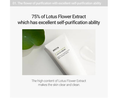 Crema Calmante de Loto ROVECTIN: Crema facial ligera, hidratante y calmante para piel sensible, con 75 % de extracto de agua de loto y niacinamida para combatir el envejecimiento.