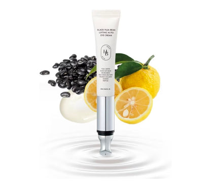 HEVEBLUE Black Yuja Bean Lifting Auto Eye Cream - Sensitive Skin, Vegan, Hypoallergenic, Wrinkle Care Device, Vibration Face Massage, Anti Aging, Collagen, Vibrating