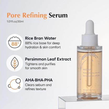 MIDHA Pore Refining Serum - Controls enlarged pores and make smooth skin texture, AHA, BHA PHA, Vegan
