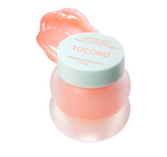 TOCOBO Vita Glazed Lip Mask – Vegan Overnight Lip Sleeping Mask for Dry, Chapped Lips, PHA (Lactobionic Acid) Gentle Exfoliation, Non-Sticky Glazed Balm