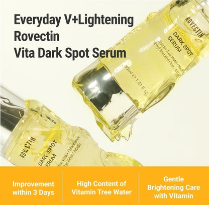 ROVECTIN Vita Brightening Dark Spot Serum - Clearing Blemish and Evening Skin Tone - Rich Vitamin C, Brightening, Hydrating