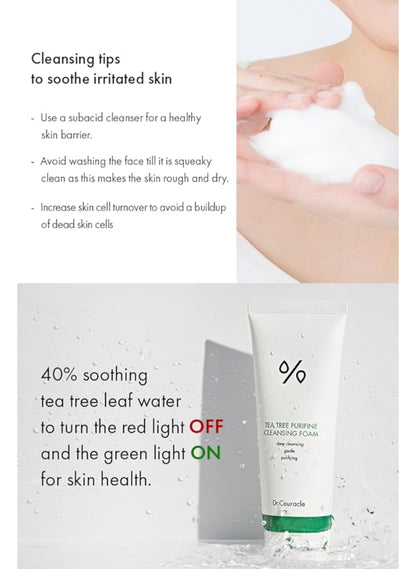 Dr. Ceuracle Tea Tree Purifine Cleansing Foam - Gel to Foam Mild Soothing Daily Cleanser with Fine Bubbles, Sebum Reducing and Hydrating for Sensitive Skin