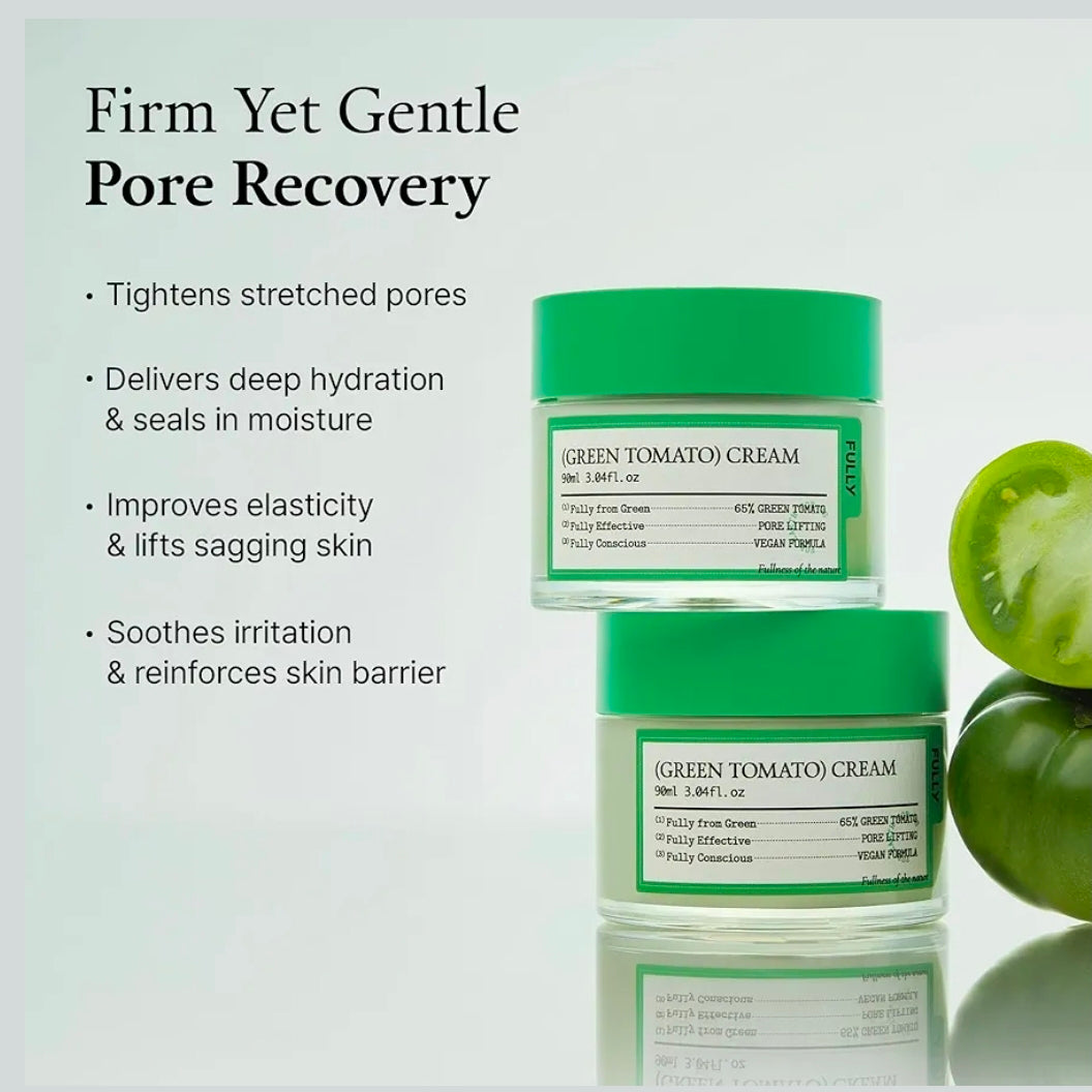 FULLY Green Tomato Facial Cream - Anti Aging, Hypoallergenic
REJUVENATING SKINCARE EXPERIENCE WITH GREE Cream, Pore Lifting with 65% Green Tomato Extract and Vitamin C, Facial Moisturizer for Hydration and Elasticity, Fragrance Free, Vegan