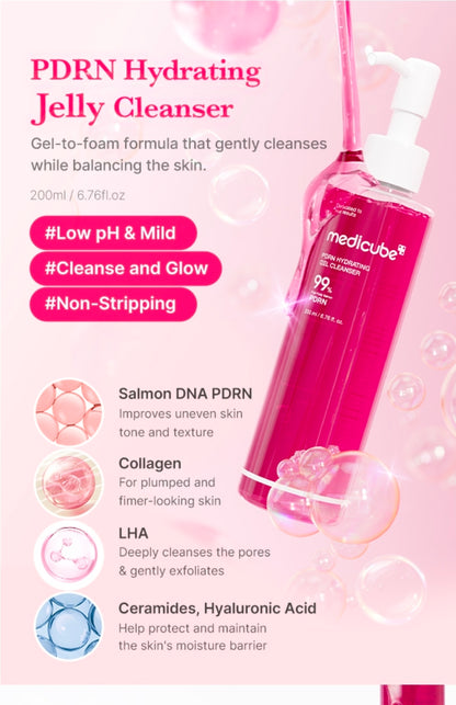 medicube PDRN Hydrating Gel Cleanser - Designed to help cleanse impurities while supporting hydration