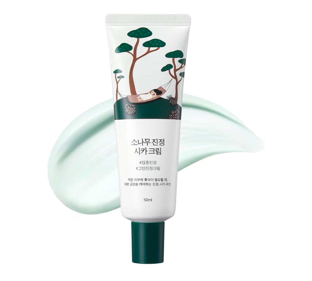 Crema calmante de pino ROUND LAB: humectante calmante de baja acidez con cica de pino, BHA + LHA y ácido hialurónico para fortalecer la barrera cutánea y controlar el sebo.