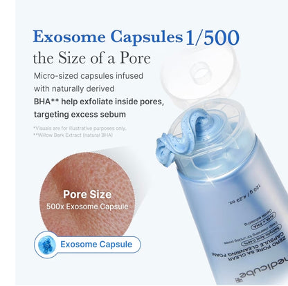 medicube Zero Pore Salicylic Acid Clear Capsule Cleansing Foam - Daily Gentle Cleanser with Exosome for Skin Texture, Blackhead & Pore Care, AHA, BHA & PHA for Deep Cleansing