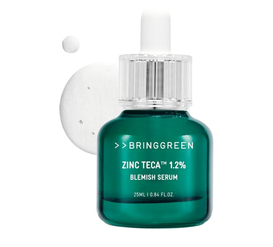 BRINGGREEN ZINC TECA 1.2% Blemish Serum - Niacinamide Soothing Serum for Sensitive Skin, Pore Minimizing & Hydrating, Korean Skincare for Breakouts & Uneven Texture