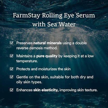 Farmstay Retinol Rolling Eye Serum with 2% Niacinamide & Collagen – Hydrating Korean Eye Roller for Dark Circles, Puffy Eyes & Wrinkles