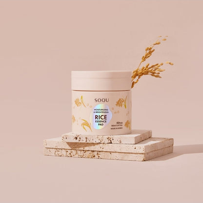 SOQU Rice Essence Pads Moisturizing and Brightening - Tones, moisturizes, and preps the skin - 60 Pads