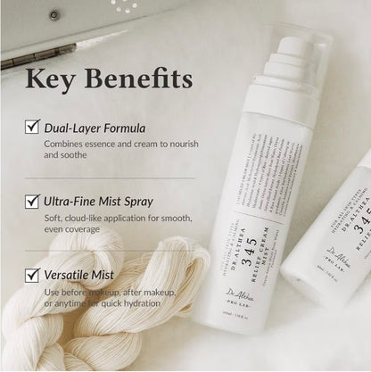 Dr.Althea 345 Relief Cream Mist - Bruma hidratante facial con extracto de arroz, cuidado calmante para piel sensible, vegana