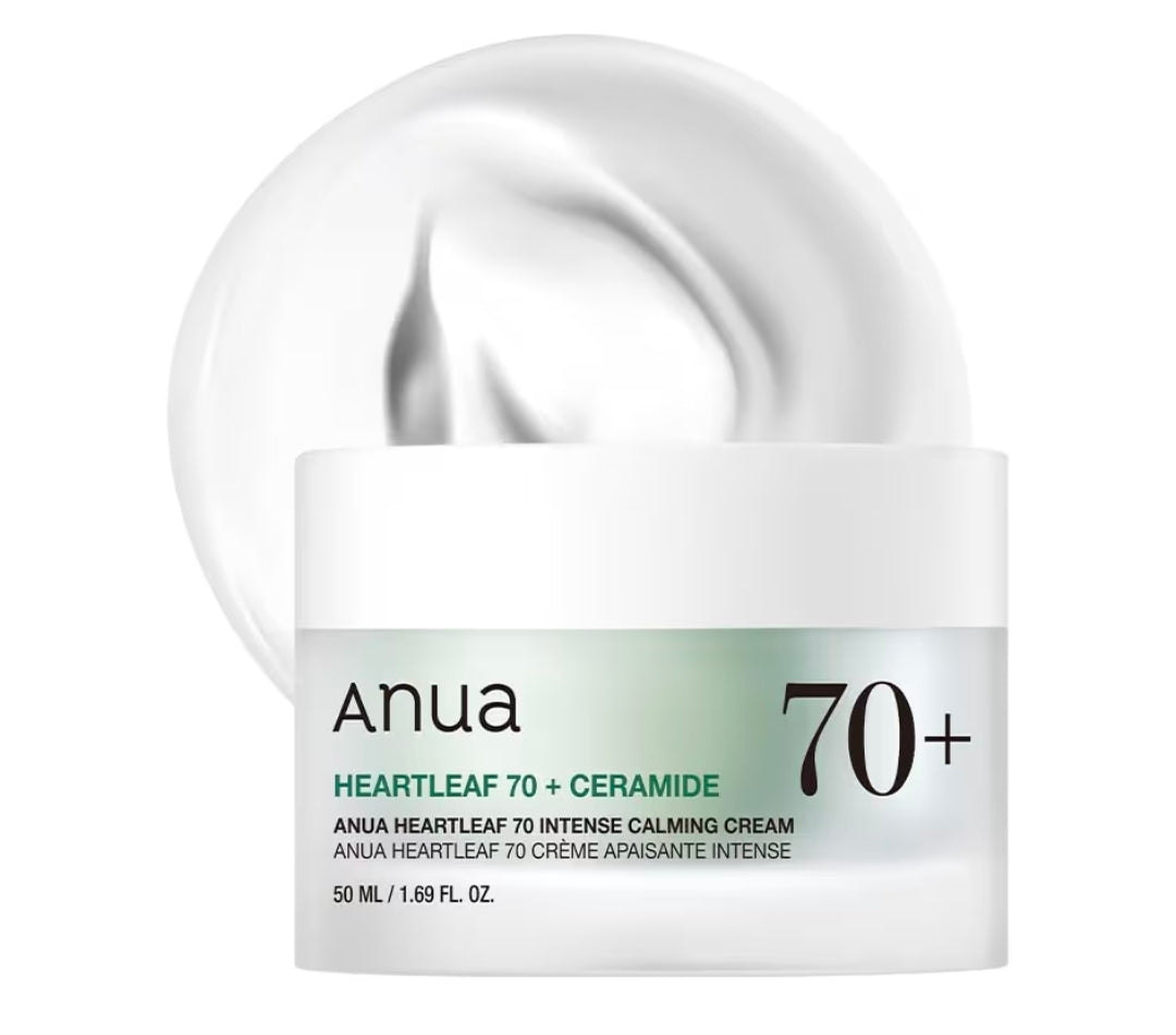 Anua Heartleaf 70 + Ceramides  Intense Calming Cream - Contains Ceramides and Panthenol, effective ingredients to repair and hydrates damaged skin barrier