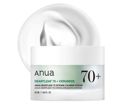 Anua Heartleaf 70 + Ceramides  Intense Calming Cream - Contains Ceramides and Panthenol, effective ingredients to repair and hydrates damaged skin barrier