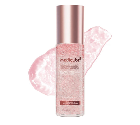 medicube Jelly Mist Serum with Pink PDRN Collagen, 2.02oz - Dual-Texture Glow Spray with Niacinamide, Glutathione, Hyaluronic Acid, Ceramide - Hydration, Radiance, Plump-Looking Skin