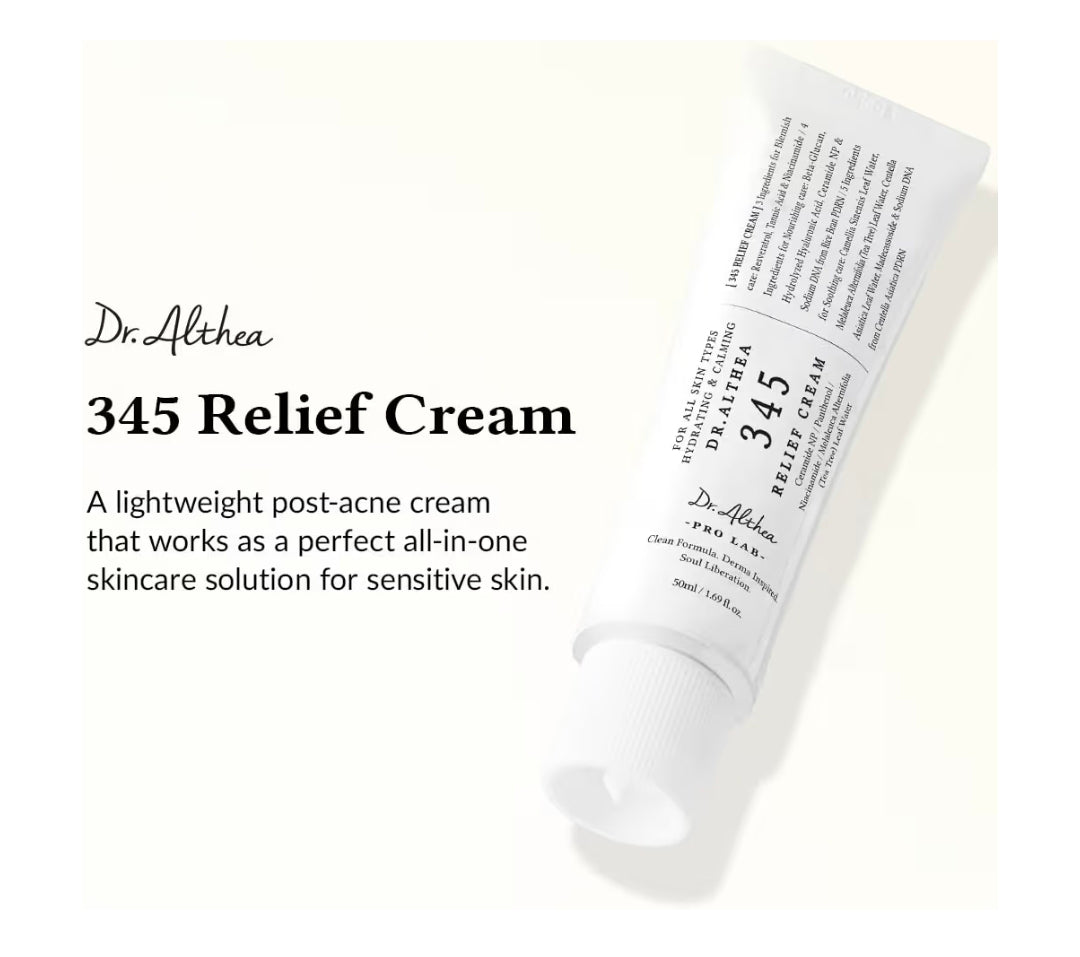 Dr. Althea 345 Relief Cream - Moisturizer for Soothing Recovery and Blemish Care with PDRN & Niacinamide