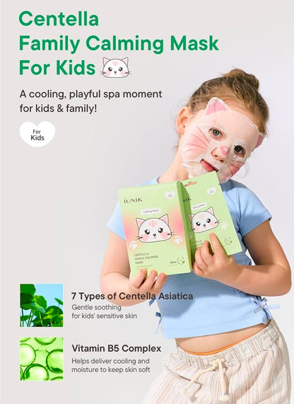 IUNIK Centella Kids Calming Sheet Mask - Gentle Soothing Care - 1 Mask
Centella Asiatica & Vitamin B5 Cat-Shaped Vegan Sheet Mask