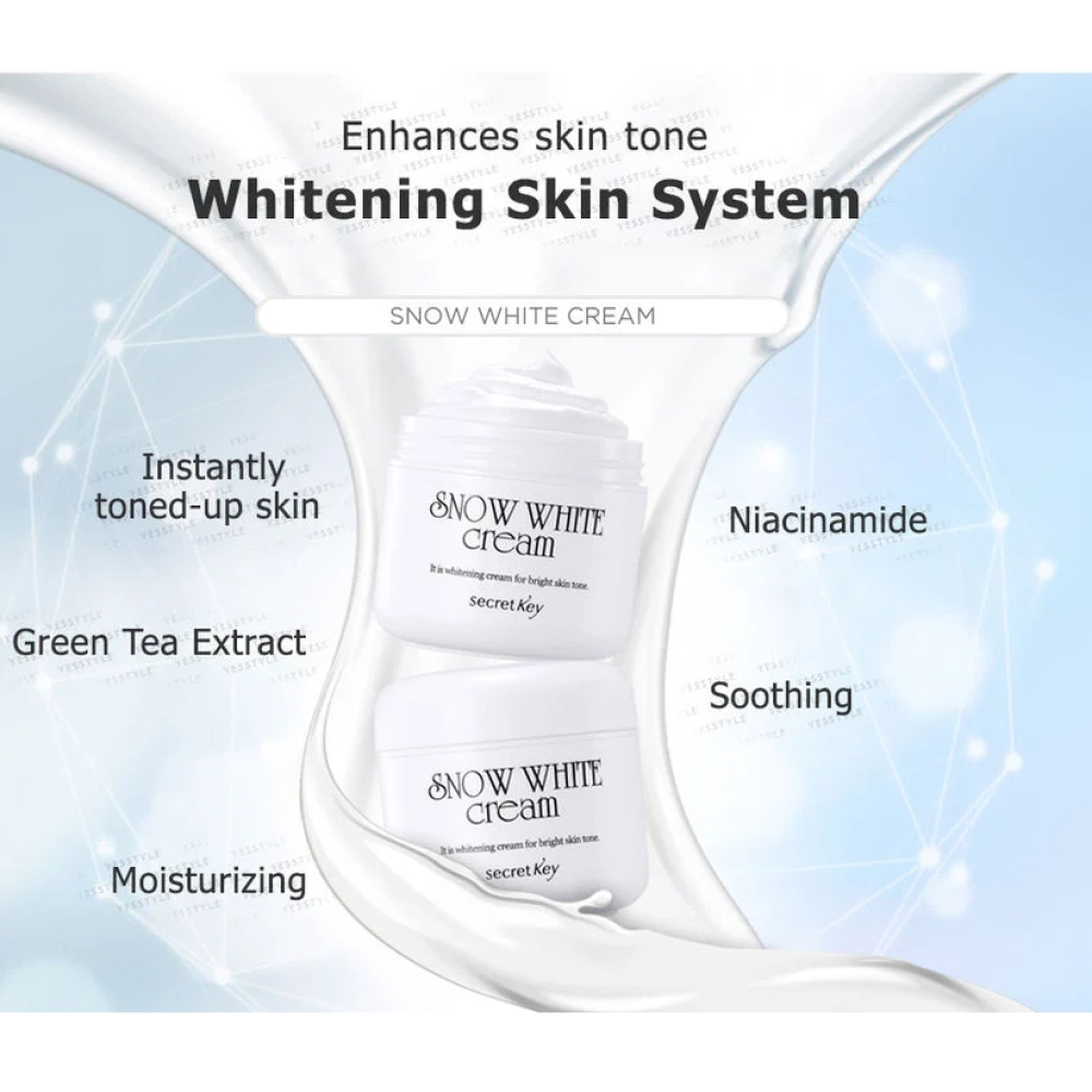 Key Secret Snow White Brightening Cream - Special cream that effectively brightens and evens skin tone with niacinamide to reduce pigmentation and give a healthy glow