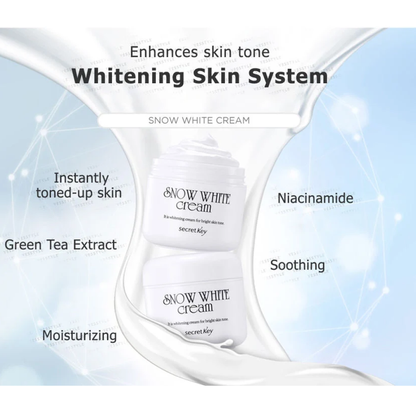 Key Secret Snow White Brightening Cream - Special cream that effectively brightens and evens skin tone with niacinamide to reduce pigmentation and give a healthy glow