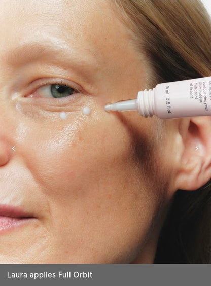 Glossier Full Orbit Hydrating, Brightening, Smoothing Eye cream - A multi-benefit, 360° eye cream, hydrating, depuffing, brightening dark circles and smoothing fine lines