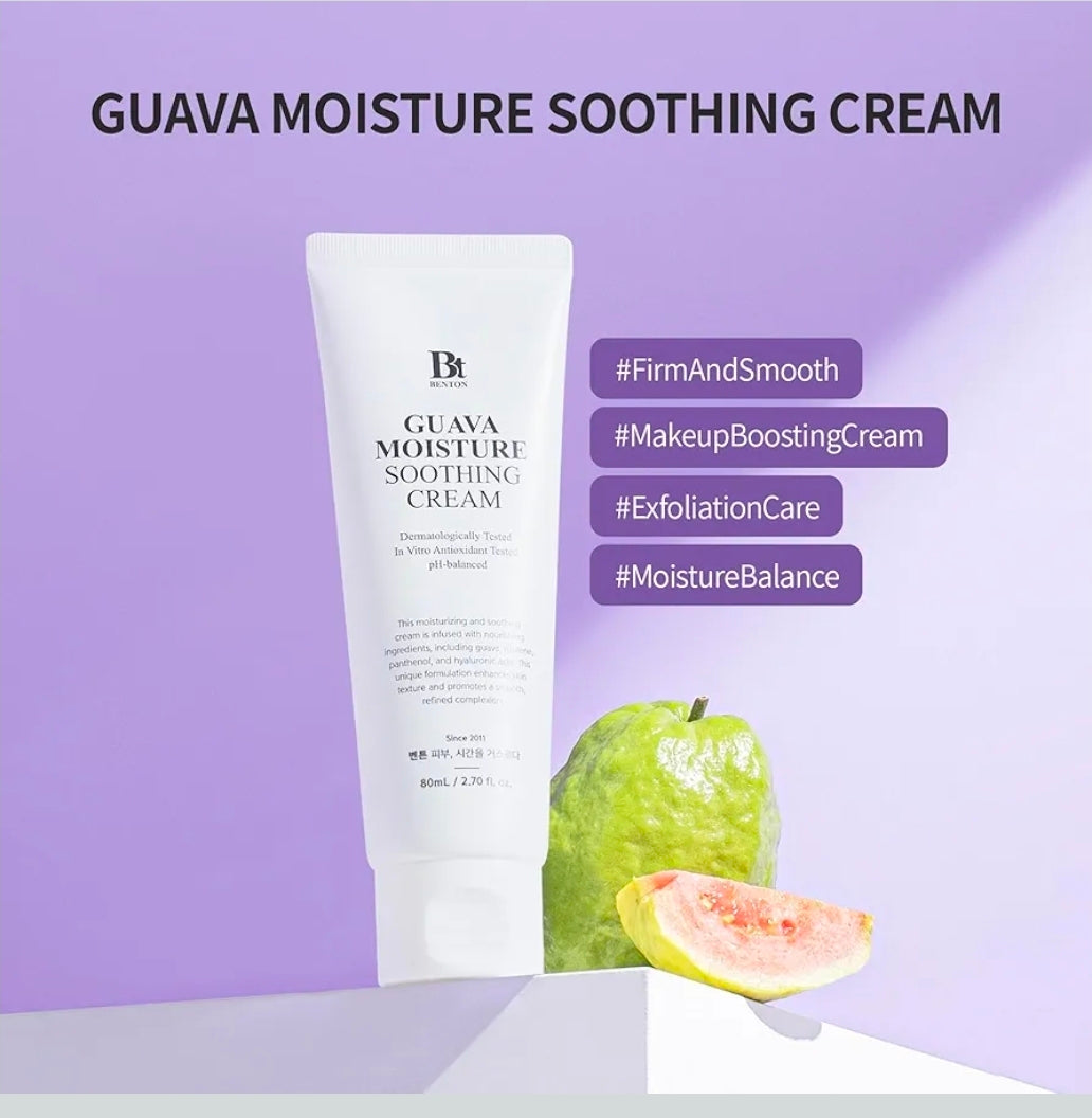 BENTON Guava Moisture Soothing Cream - Skin Soothing and Moisturizing Effect for Dry Skin & Sensitive Skin, Not Tested on Animals, Korean Skin Care