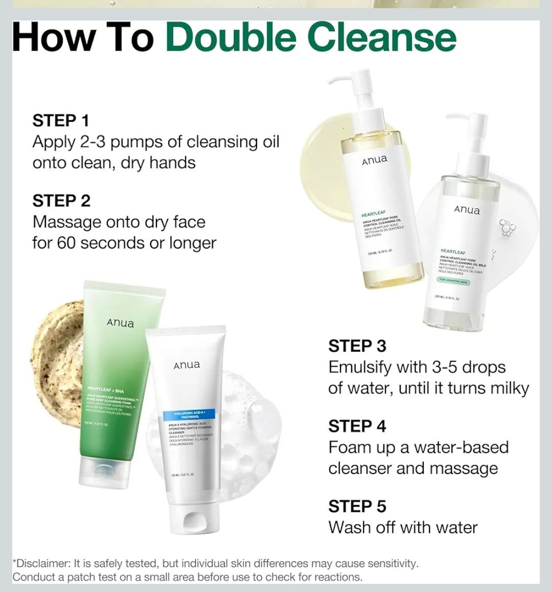 Aceite limpiador de poros Anua Heartleaf - Aceite limpiador facial, removedor de puntos negros y maquillaje