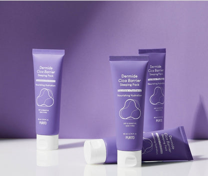 Purito Dermide Cica Barrier
Sleeping Pack - Retains Moisture, Strengthens the Skin Barrier, Soothes Irritation