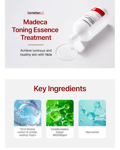 Centellian 24 Madeca Toning Essence Treatment - For Even Skin Tone and Wrinkle Improvement with TECA, Centella Asiatica, Niacinamide