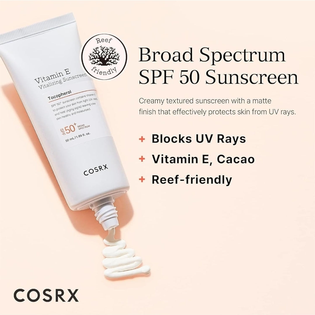 COSRX Vitamin E Vitalizing Sunscreen SPF 50+ - With vitamin E, antioxidant protection