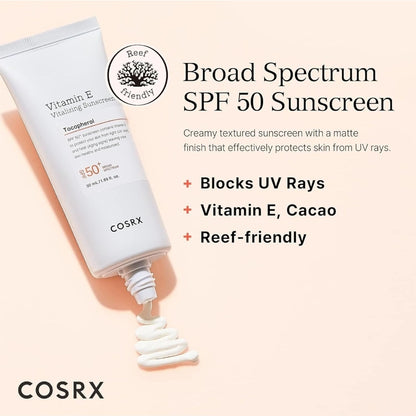 COSRX Vitamin E Vitalizing Sunscreen SPF 50+ - With vitamin E, antioxidant protection