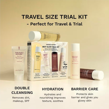 haruharu Wonder Best Glow Travel Kit - Strong, Hydrated, Glowing, Daily Routine, Mini Size, Double Cleansing, Toner, Barrier Essence