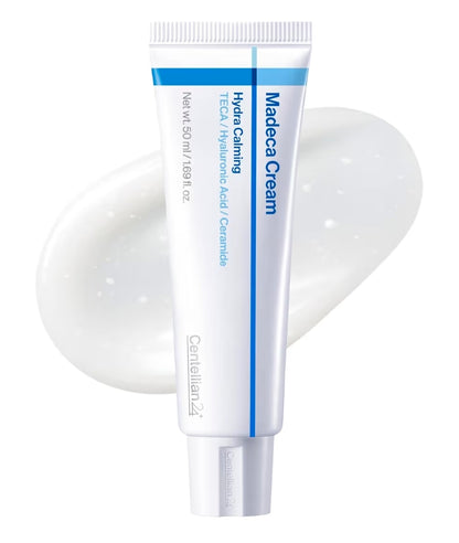 CENTELLIAN24 MADECA CREAM HYDRA CALMING – Cooling hydrating face cream designed to soothe irritation, control excess sebum, strengthen the skin barrier, and provide heat reactive calming moisture for sensitive and acne prone skin