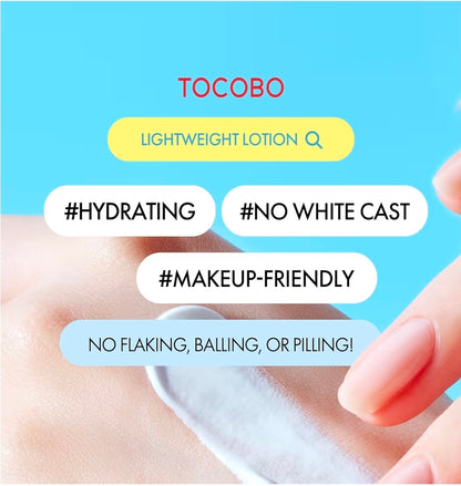 Tocobo Bio Watery Sunscreen FPS 50 - Loción solar facial coreana de amplio espectro con ácido hialurónico - Loción protectora solar facial ligera de uso diario - Vegana, hipoalergénica, sin oxibenzona