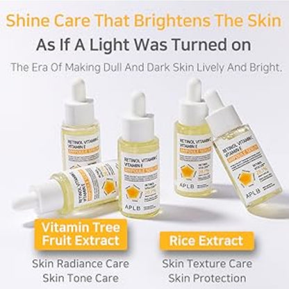 APLB Retinol Vitamin C Vitamin E Ampoule Serum - RETINOL VITA CEN 28.1%, Long lasting moisturizing, Revitalize for gentle and improve skin texture
