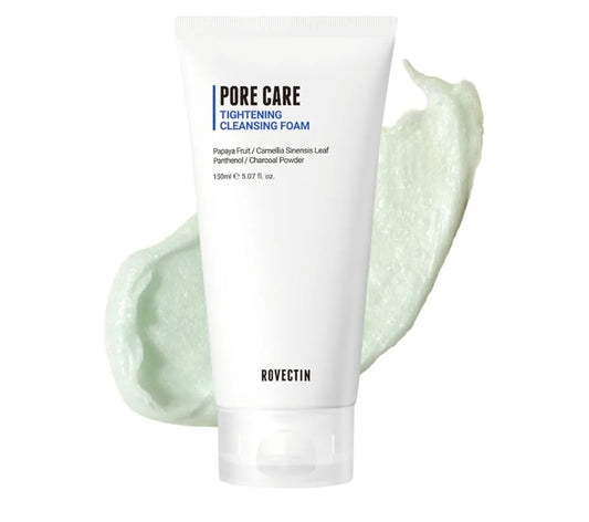 ROVECTIN Pore Tightening Cleansing Foam - Green Papaya, AHA/BHA/PHA, Sebum Control, Exfoliation Care, Refining Pore Size, Non-Irritating Oily Skin