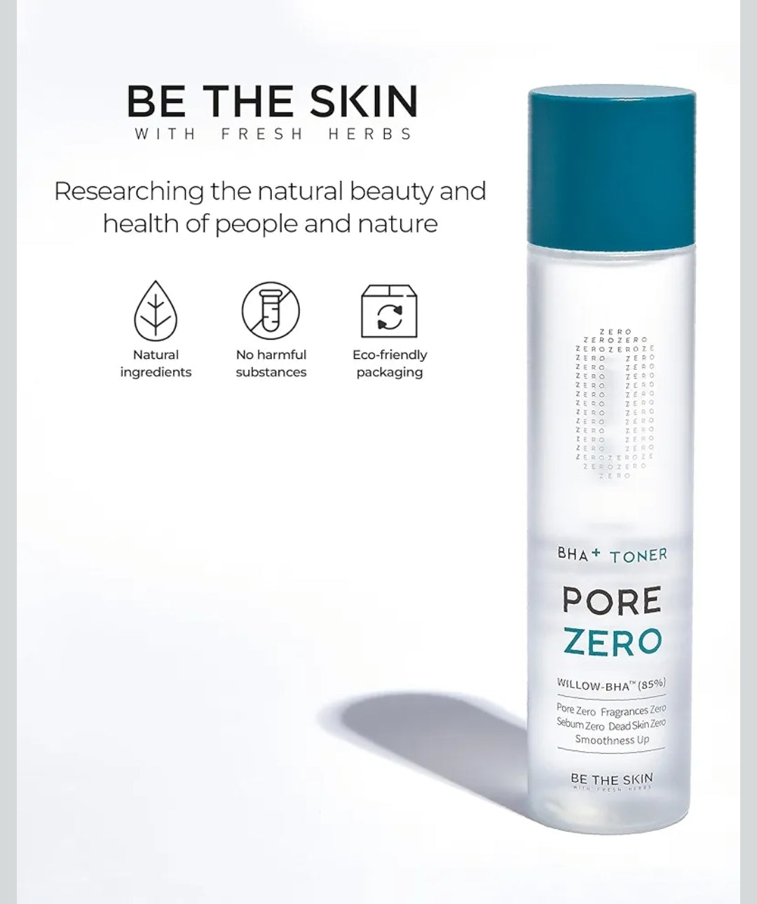 Be the Skin BHA+ Toner Pore Zero Daily Exfoliating Toner - Willow BHA Pore Refining for Acne Prone Skin - Salicylic Acid for Pores and Sebum