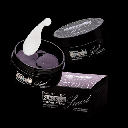Farmstay Black Snail Hydrogel Eye Patch - Under Eye Patches for Wrinkles - Under Eye Mask with Snail Mucin - Promotes Collagen Production - 60 pc