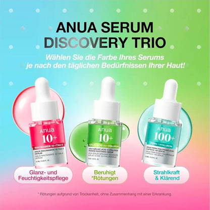 Anua Serum Discovery Trio, Mini Serums - Travel Size Kit with Hyaluronic Acid, Niacinamide & Azelaic Acid, Hydrating Soothing