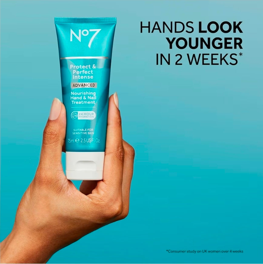 No7 Protect & Perfect Intense Advanced Nourishing Hand and Nail Cream - Anti Aging Hand Cream with Vitamin B5 - Contains Matrixyl 3000+ Collagen Peptide Anti Wrinkle Technology