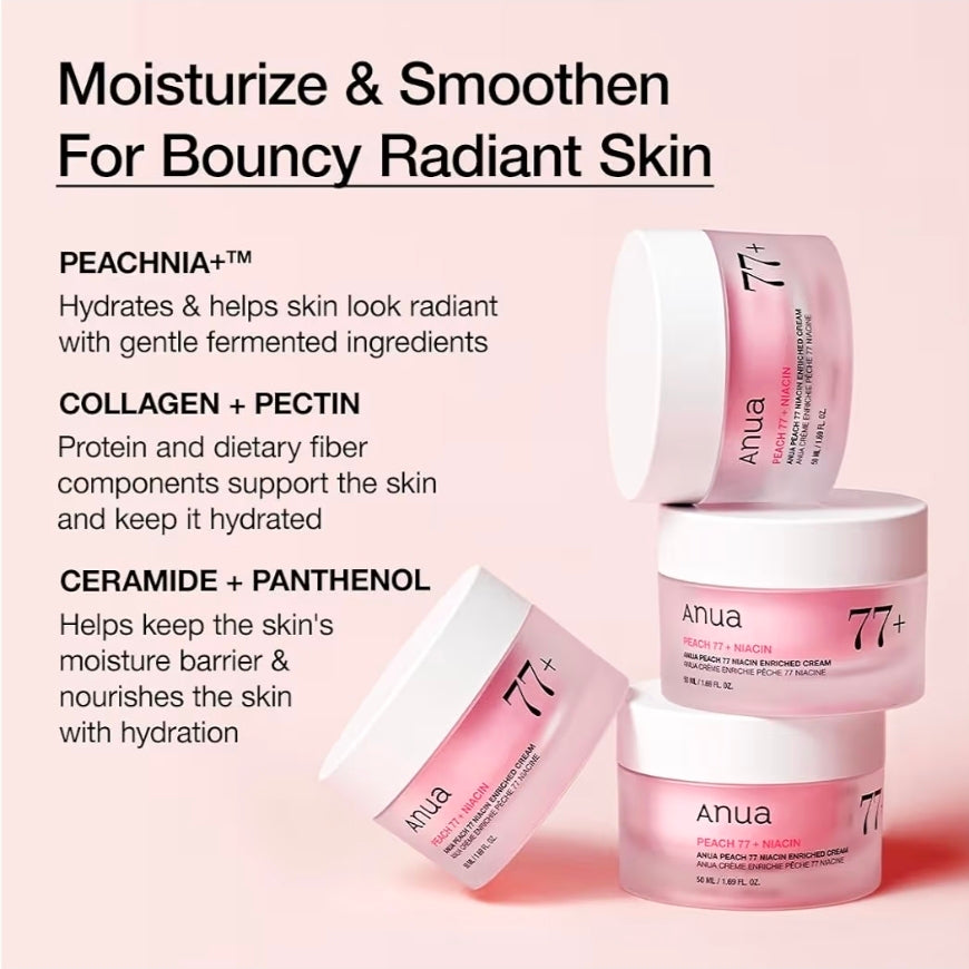 Anua Peach 77+ Niacin - Niacinamide Cream, Face Moisturizer for