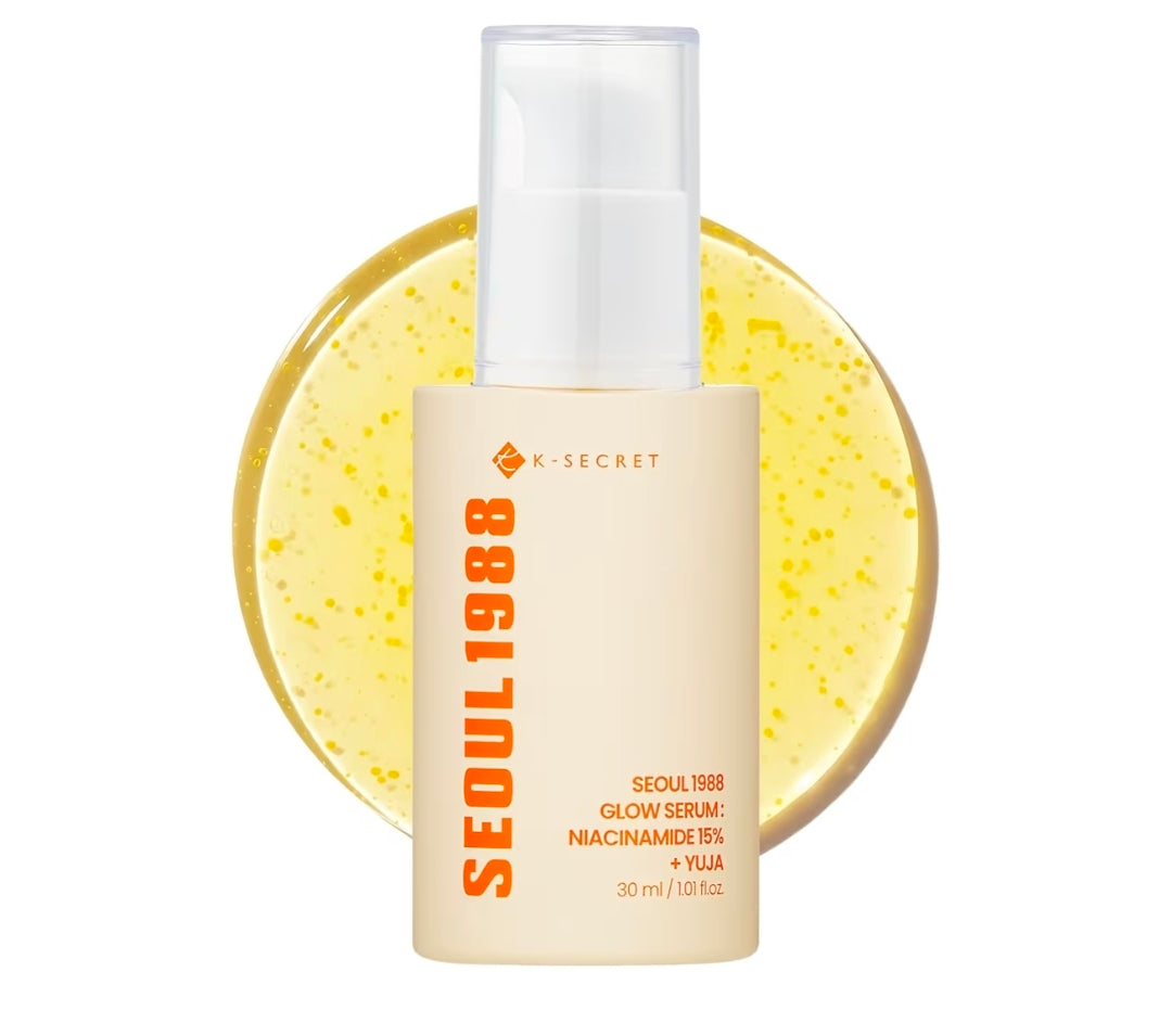 K-SECRET SEOUL 1988 Glow Serum - 15% Niacinamide and Yuja, Hydrating Facial Serum for Dark Spots, Uneven Skin Tone