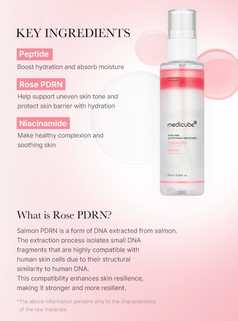 medicube Salmon DNA PDRN Pink Glutathione Spray Serum -  Pink Glass Glow Serum Mist for Moisturizer, Soothing and Firming, Uneven skin tone, Salmon PDRN & Niacinamide