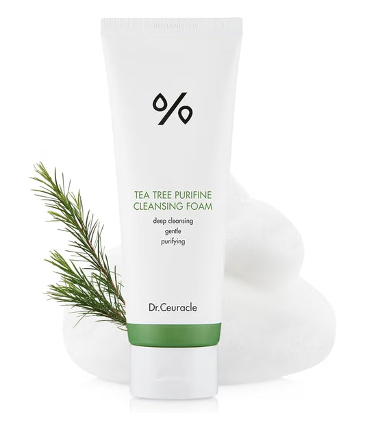 Dr. Ceuracle Tea Tree Purifine Cleansing Foam - Gel to Foam Mild Soothing Daily Cleanser with Fine Bubbles, Sebum Reducing and Hydrating for Sensitive Skin