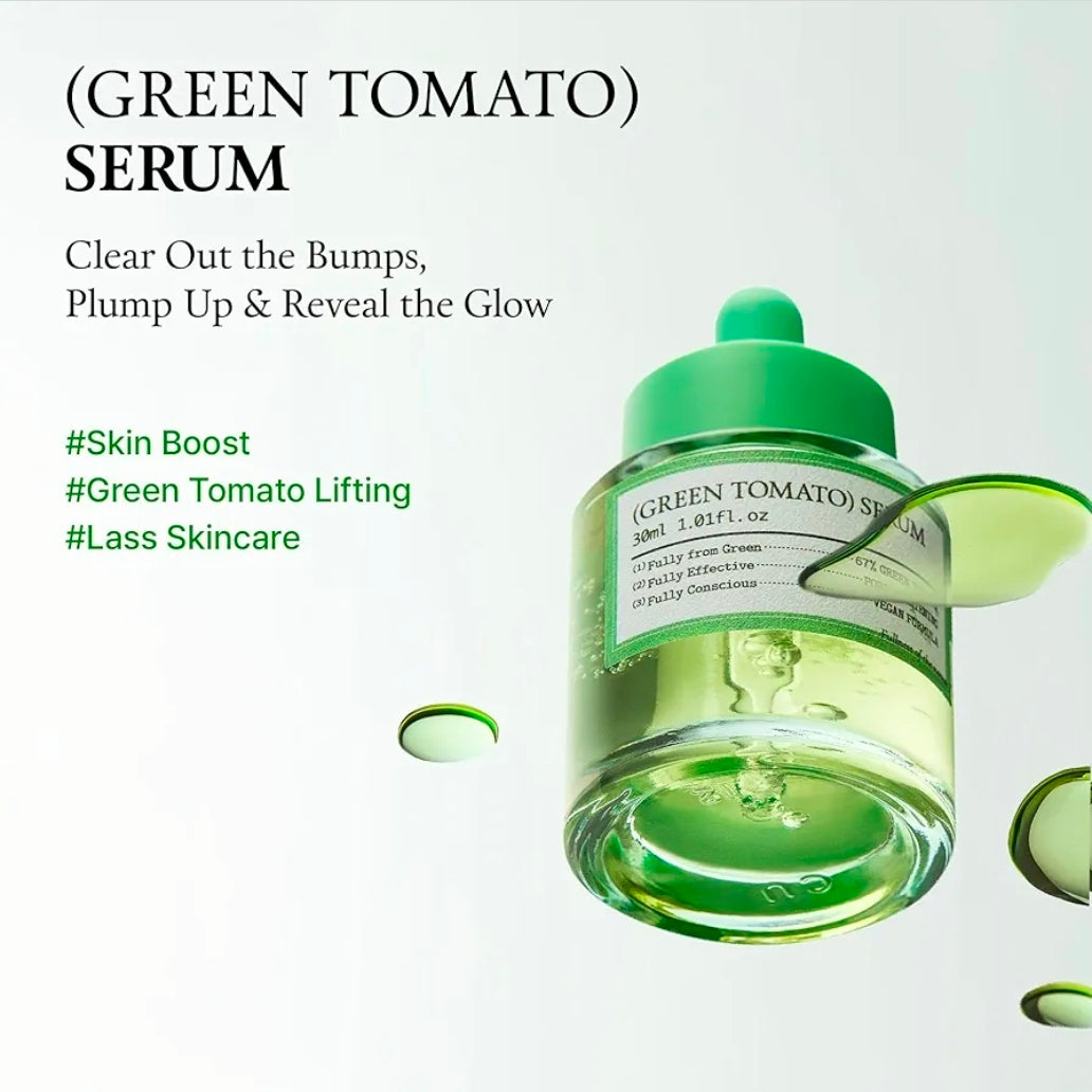 FULLY Green Tomato Serum - Pore Tightening with 67% Green Tomato Extract, Vit C and PHA, Elasticity Boosting and Skin Moisturization, Fragrance Free, Vegan